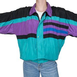 Vintage 70s Peter Et Jon Colorblock Silk Windbreaker Jacket